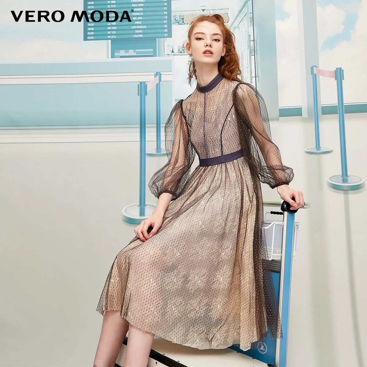 Vero Moda кружевное платье с рукавами-фонариками | 31937D513 - Цвет: Fawn