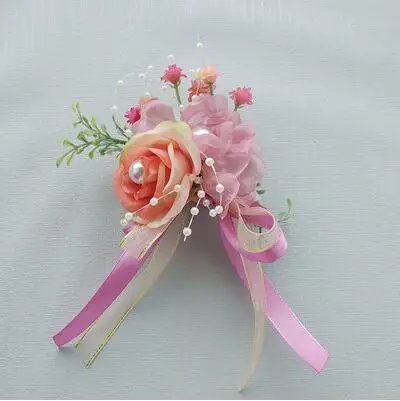 Запястье бутоньерка шелк роза невесты браслет для невесты цветок на запястье жениха цветок брошь бутоньерки на выпускной - Color: Boutonniere 3