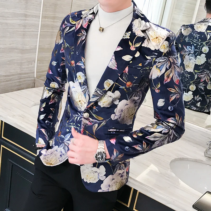

Spring Blazer Hombre Mens Flowers Blazers Club Slim Fit Floral Blazer Masculino Americana Hombre Mens Prom Blazers For Men Stage
