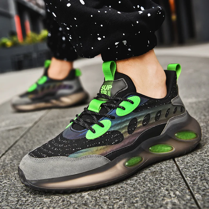 

New Fashion Luminous Sneakers Breathable Mesh Running Shoes for Men Cushioning Sports Shoes Outdoors Comfortable Walking Shoes