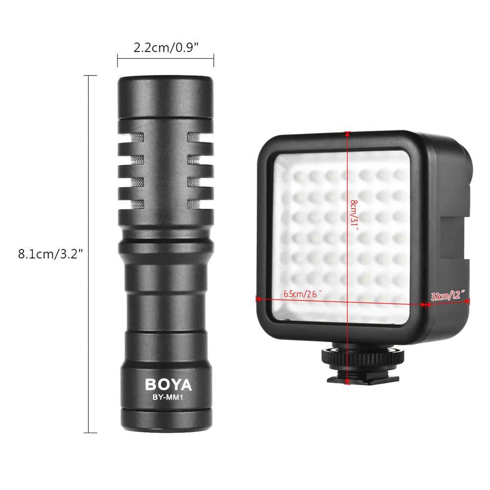  Handheld Video Rig Phone Tripod Mount Stabilizer + Dimmable LED Light + Microphone for Smartphone P