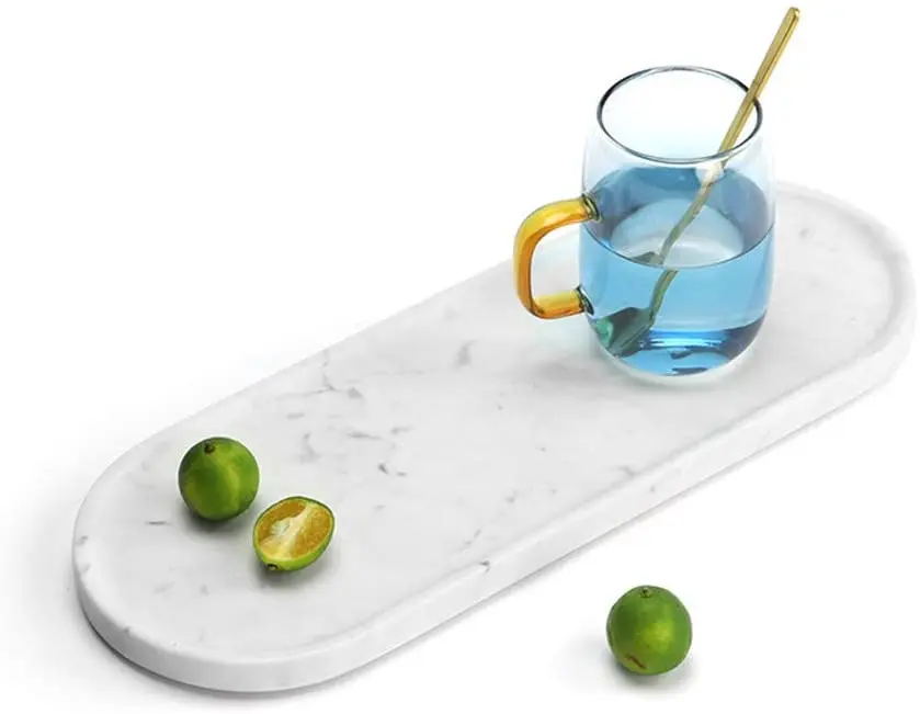 

Натуральный мраморный овальный поднос для туалетного столика/поднос для десертов/Органайзер для ювелирных изделий, парфюмерии (серый, белый)