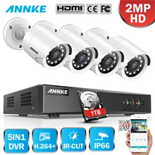 ANNKE 1080P H.264+ 8CH CCTV камеры DVR системы 4 шт. IP66 водонепроницаемый 2.0MP пуля камера s домашний видео комплект системы видеонаблюдения