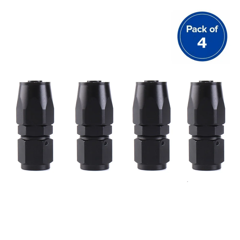 

4PCS AN6 6AN Straight Swivel Hose End Fitting Adapter Black Aluminum Alloy Swivel Oil Fuel Gas Line Hose End Adaptor AN6-0A