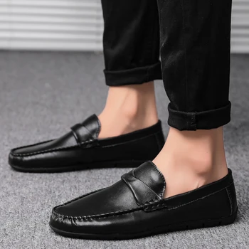 

Mens Loafers Leather Casual Driving Shoes Men Flats outdoor moccasins Luxury Brand Man Slip On Shoes Male Chaussure homme