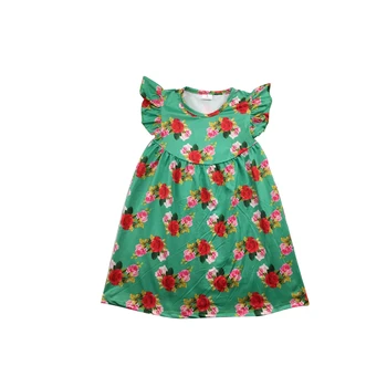 

Children dresses kids wear floral prints pearl sleeve baby clothes