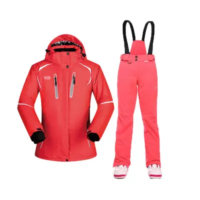 SAENSHING Ski Suit Women Skiing And Snowboarding Winter Snow Clothing Thick Waterproof Ski Jacket and pants Set-30 Degree - Цвет: WATERMELON