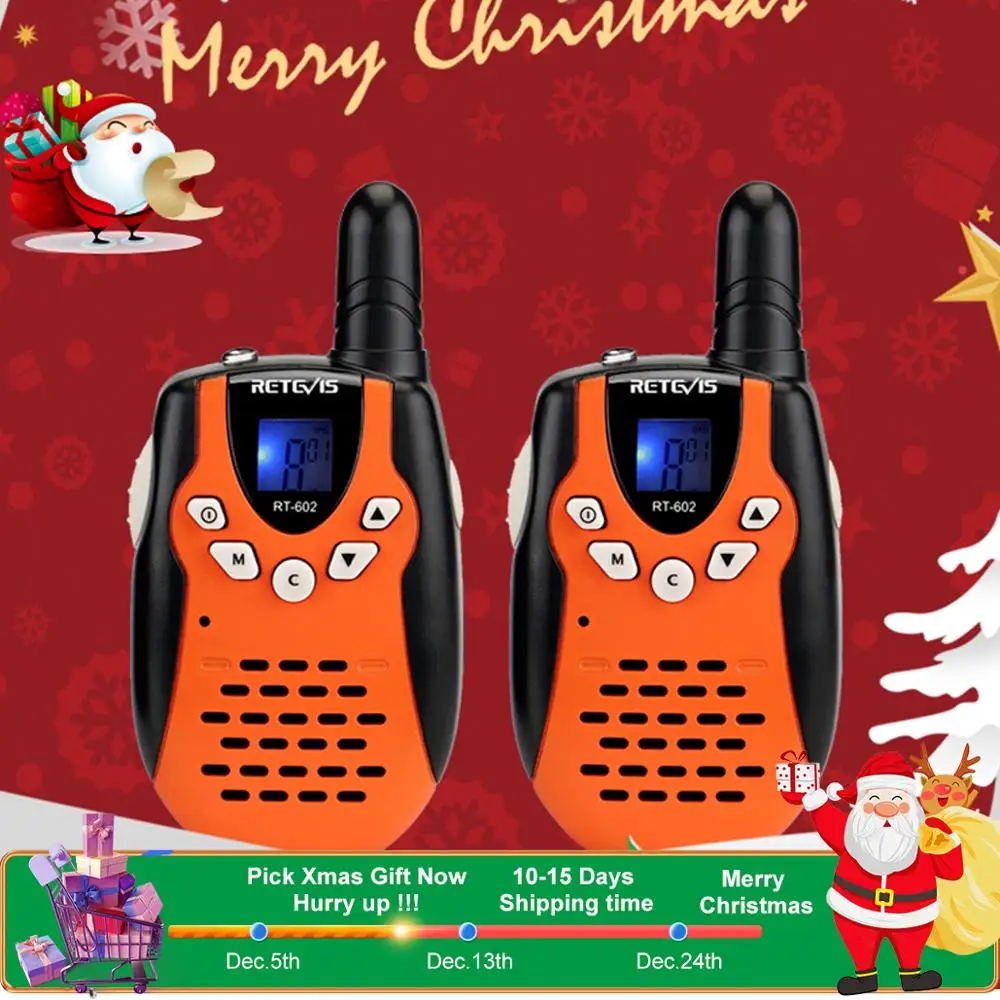 

2pcs Walkie Talkie Kids Radio Retevis RT-602 UHF 446MHz 0.5W 8CH LCD Display VOX With Charger Battery Two Way Radio A7120