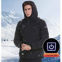 Мужская зимняя уличная интеллектуальная USB Рабочая куртка с капюшоном, пальто, регулируемая температура, контроль безопасности, одежда DYR003