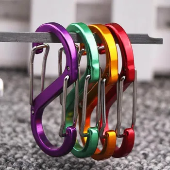 

50Pcs 100Pcs Carabiners Climbing Small S-shape Alloy Aluminum Snap Carabiners Multifunctional Keychain Outdoor Backpack Buckle