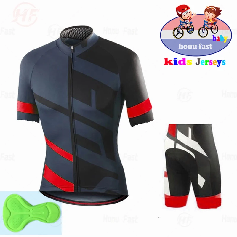 Completo Da Ciclismo Bambini Unisex - Maglia Manica Corta + Pantaloncini Imbottiti - Tessuto Traspirante UV 50+ - Foto 2