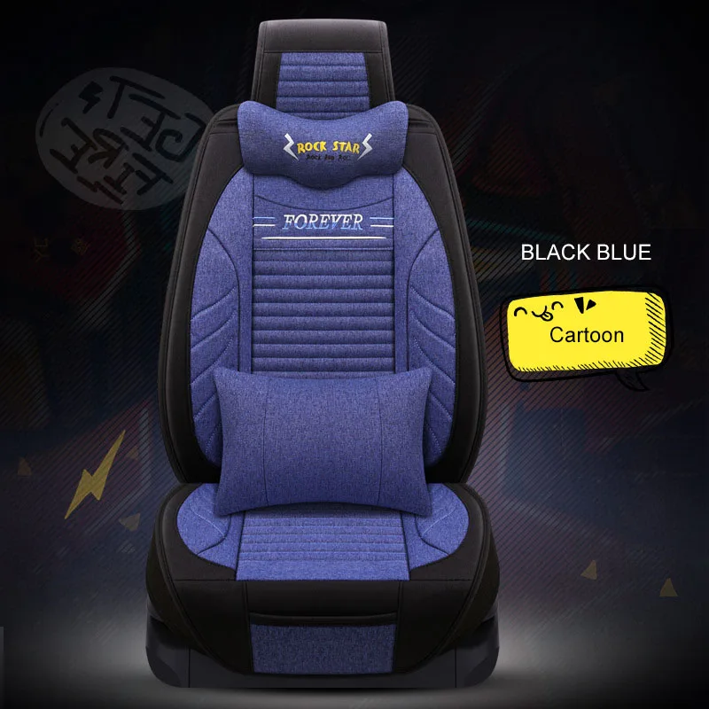 Standard Blue Мультяшная Автомобильная подушка, универсальный размер, льняная, милая, дышащая, все включено, 3D, Автомобильная подушка - Название цвета: Standard Blue