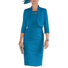 With Jacket Mother Of The Bride Dresses Sheath Knee Length Plus Size Short Groom Mother Dresses For Wedding