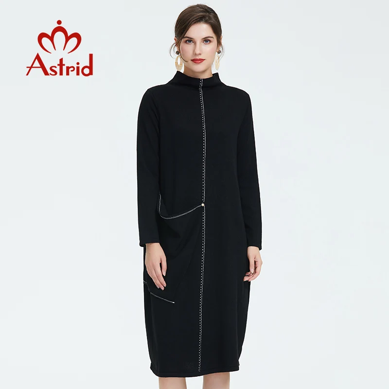 Astrid 2019 Осеннее новое поступление платье женский топ черный цвет с длинным