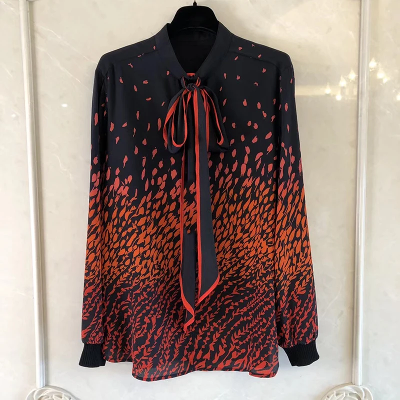 

Women Silk Tops And Blouses Full Sleeve Shirt Elegant Sweet vintage Lady Blouses Women 2019 new Summer plus size blouse