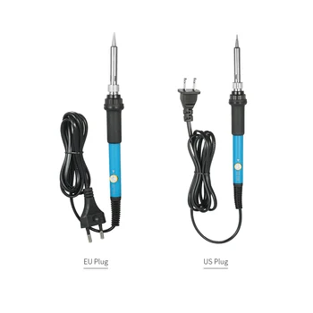 

Hot 18pcs/set Soldering Tools Kit 60W 220V EU Plug Adjustable Temperature Soldering Iron Desoldering Pump Iron Stand Solder Tips