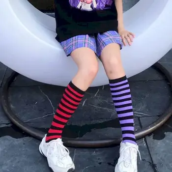 

striped knee long socks women high tube printing plus size stockings 2020 new style titok spring and autumn street clothing