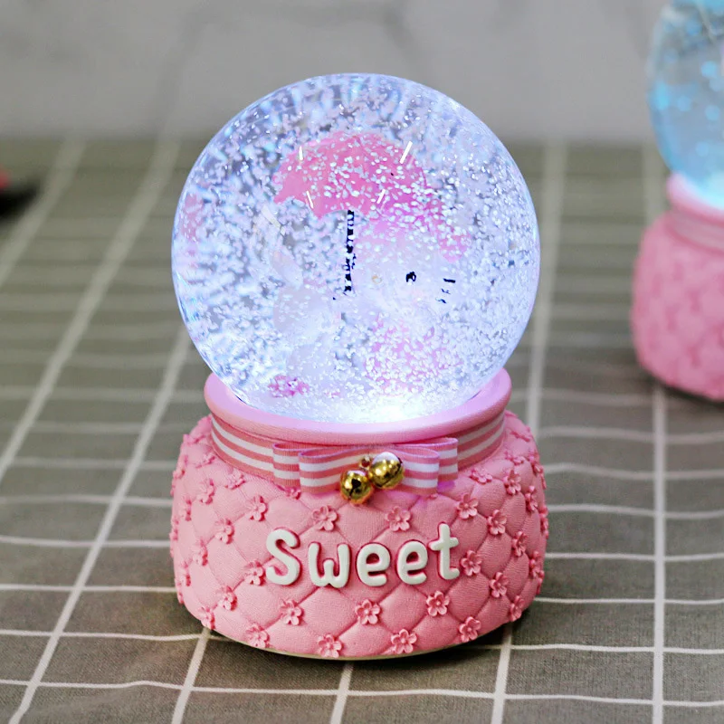 Cat Kitty Snow Globe Crystal Ball Rotating Christmas Music Box Christmas Decoration for Home Decoration Accssories Birthday Gift