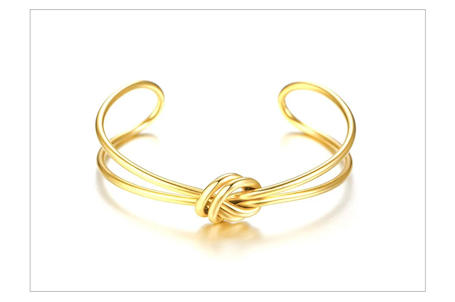 Vnox шикарный узел браслет для женские браслеты-каффы элегантный золотой тон Нержавеющая сталь Женская Праздничная обувь офисные украшения