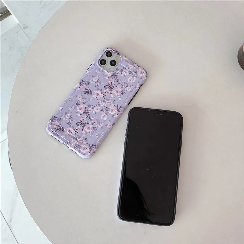 Фиолетовые чехлы с цветами лаванды для iphone 11 Pro Max Модный мягкий чехол IMD бумажным