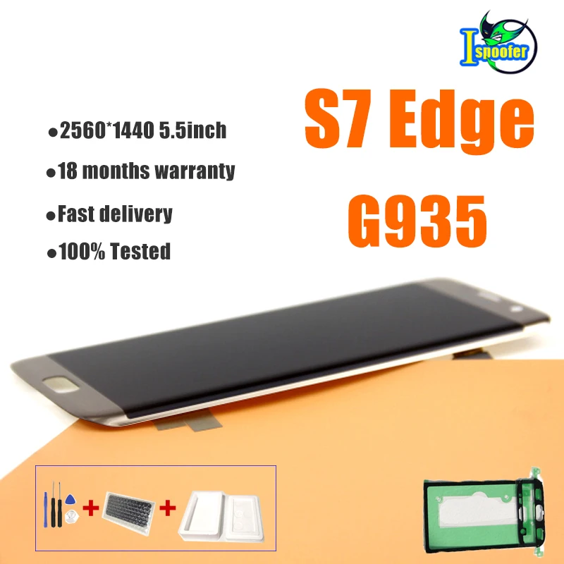 Супер AMOLED ЖК экран 5 дюйма для SAMSUNG Galaxy S7 edge G935 дисплей с сенсорным дигитайзером в