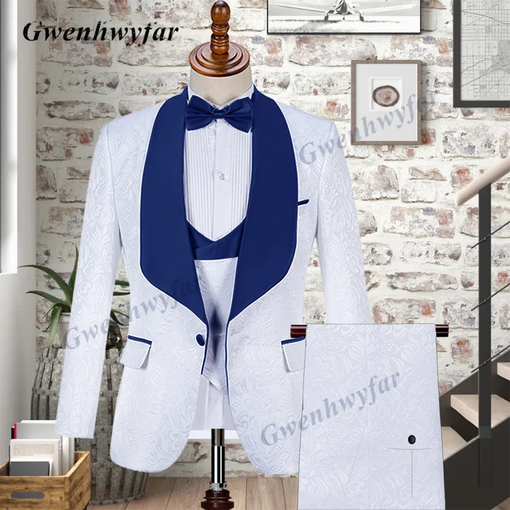 Men Gwenhwyfar Prom Suits Orange Shawl Lapel Slim Fit Wedding Suit Tuxedos Three Pieces Blazers Jacket Vest Pants