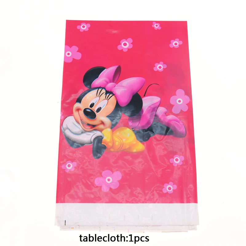 tablecloth Детские товары для дня рождения, тематический комплект с рисунком Минни Маус, комплект с платьем на день рождения и Рождество - Цвет: tablecloth