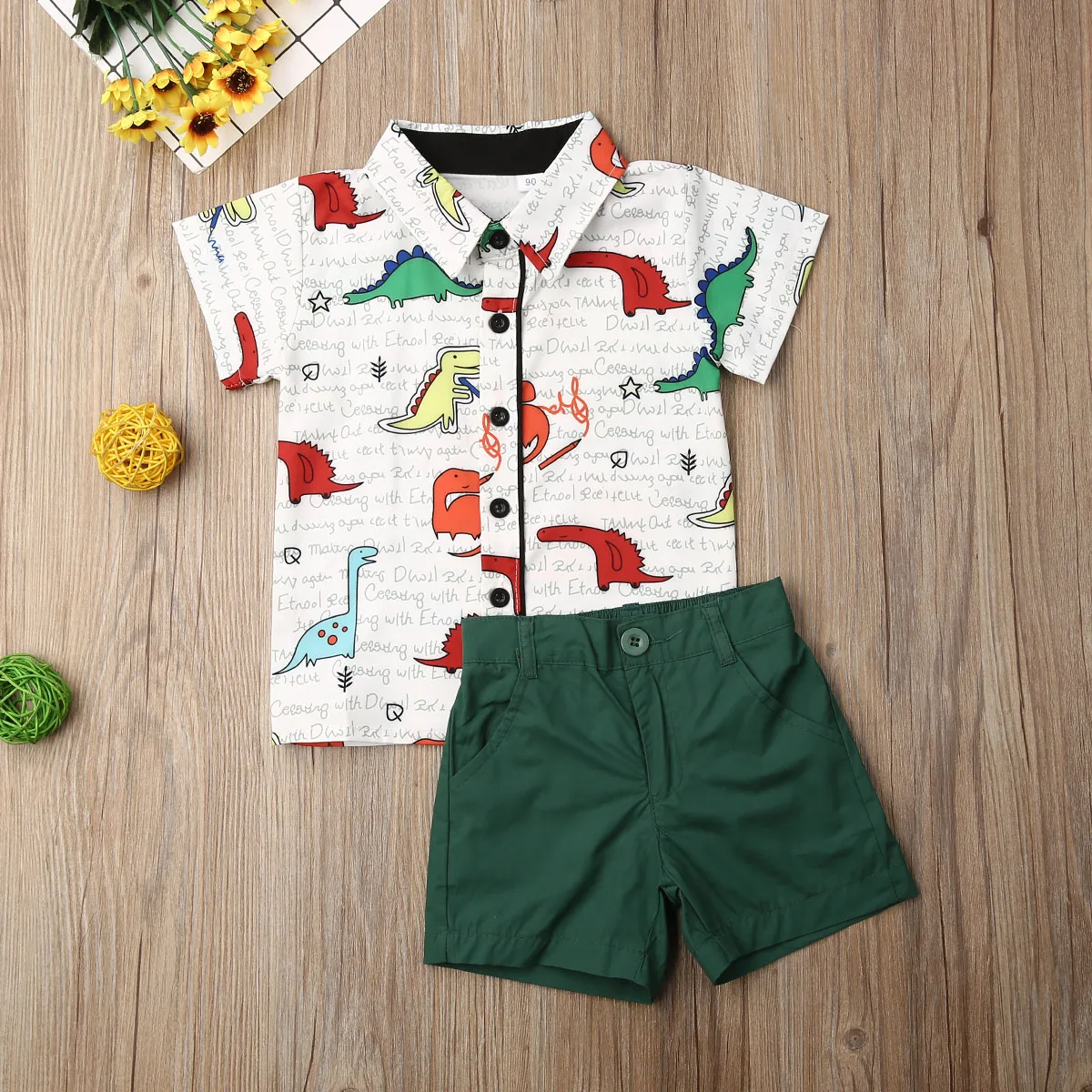 Pudcoco/Летняя одежда для маленьких мальчиков; футболка с короткими рукавами и принтом динозавра из мультфильма; топы; короткие штаны; комплект из 2 предметов; одежда для джентльменов