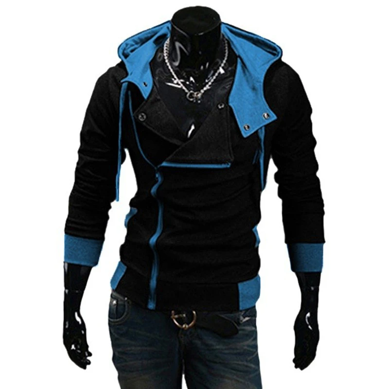 Blue and black TANGYAXUAN мужские худи в стиле петчворк Повседневная Assassins Creed одежда мужские толстовки и толстовки sudadera hombre - Цвет: Blue and black