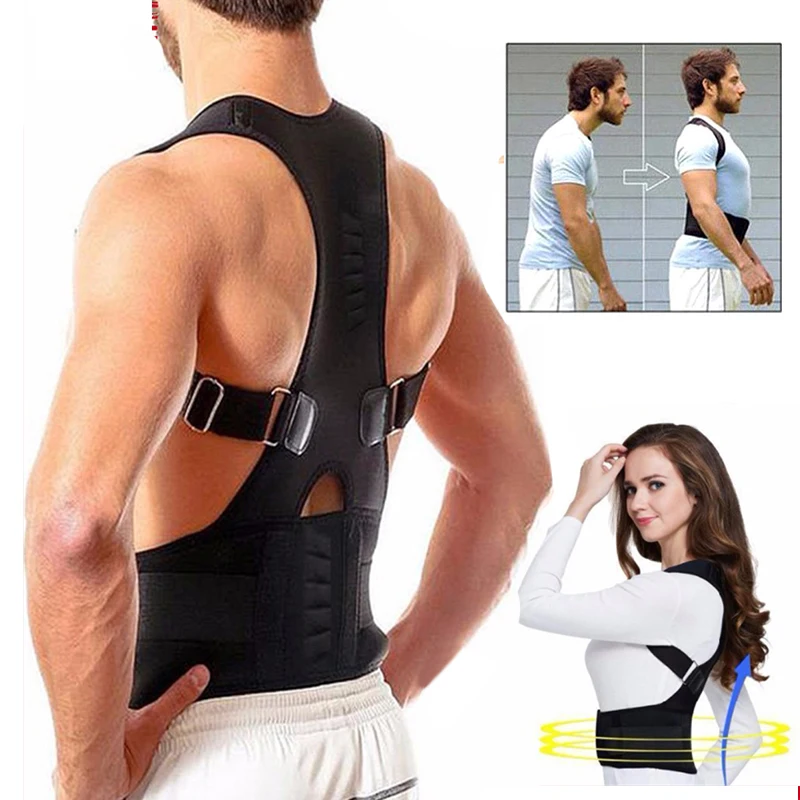 Back-Belt Adult Magnetic Posture Corrector Adjustable Correction Waist Trainer Shoulder Lumbar Brace Spine Support Straight Belt