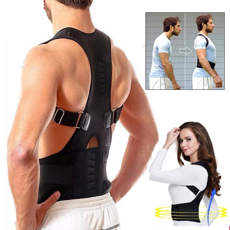 

Back-Belt Adult Magnetic Posture Corrector Adjustable Correction Waist Trainer Shoulder Lumbar Brace Spine Support Straight Belt