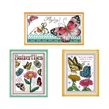 

Joy Sunday Counted Cross Stitch Kits Butterfly Animal Crossing 11CT 14CT DMC Aida Fabric Printed Handwork Embroidery Needlework