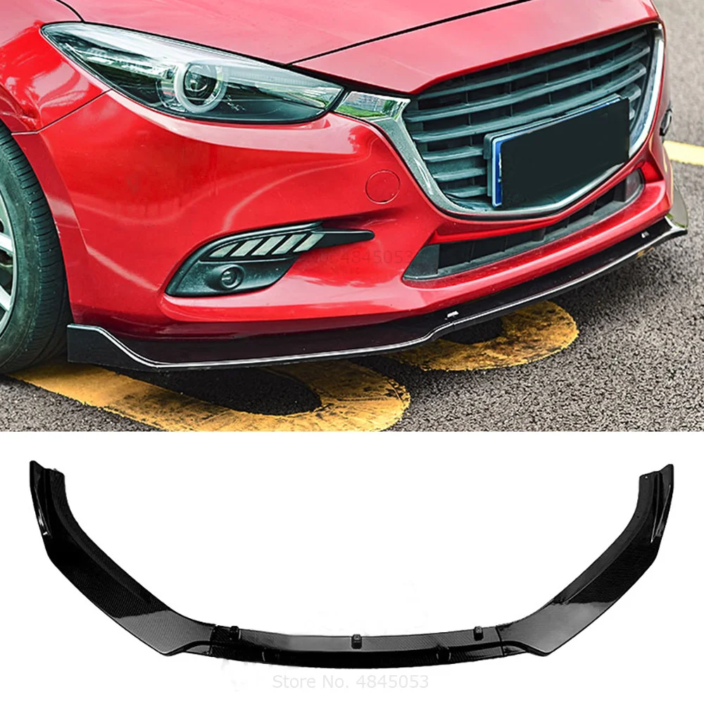 Чехол для переднего бампера и губ из углеродного волокна Mazda 3 Axela 2014 до 2018 отделка