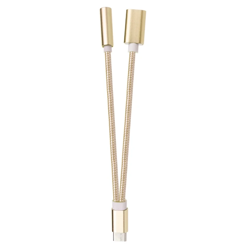 USB 3,1 type C папа-Тип C+ 3,5 мм разъем для наушников женский разветвитель Кабель-адаптер - Цвет: Золотой