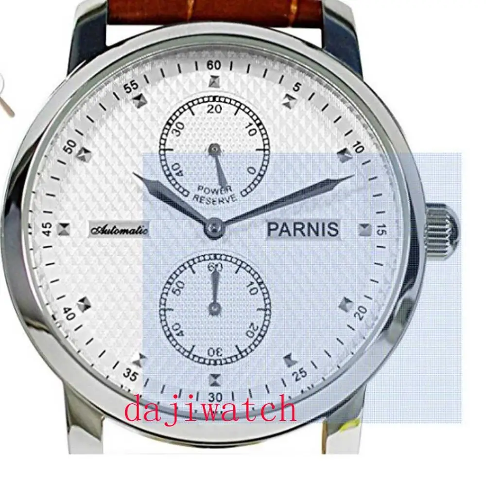 

Parnis 43mm watch Power Reserve Blue Marks mechanical watch automatic winding movement men's watch seagull movement sapphire mir