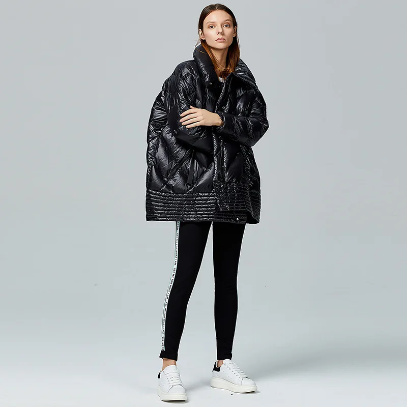 

[Fashion] Tide Autumn And Winter New Products Fashion Solid Color Lapel Long Sleeve White Duck Down Jacket Female PA772