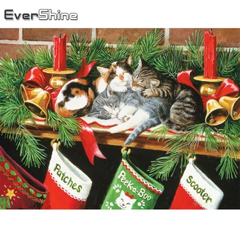 

Evershine 5D DIY Diamond Painting Christmas Full Square Diamond Embroidery Cat Animal Handmade Gifts Home Decorations