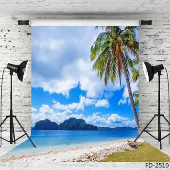 

Tropical Sea Beach Sand Tree Blue Sky Seaside Scenery Backdrop Portrait Photography Background Holiday Baby Photo Studio Props