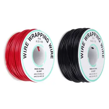 

30M 22AWG Black/Red UL 1007 Cable Line PCB Wire Tinned Copper Solid Wires OK Line Electrical Wire DIY Accessory