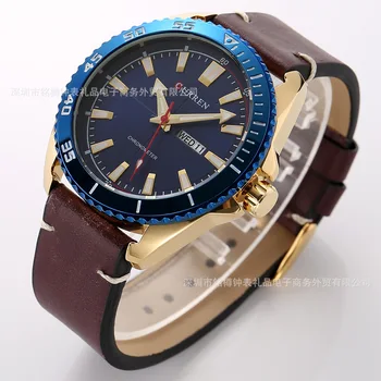 

2020PopularNew Style Gift MEN'S Watch Date Week Quartz Watch Waterproof Leather Belt MEN'S Watch Watch
