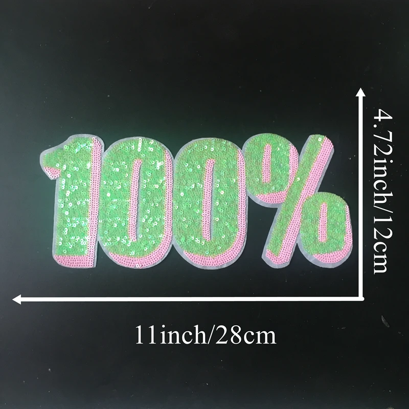 1 Piece Pink Fluorescent Green Sequined Iron on Patches for Clothes Large Number Sequins Applique DIY Sewing Accessories