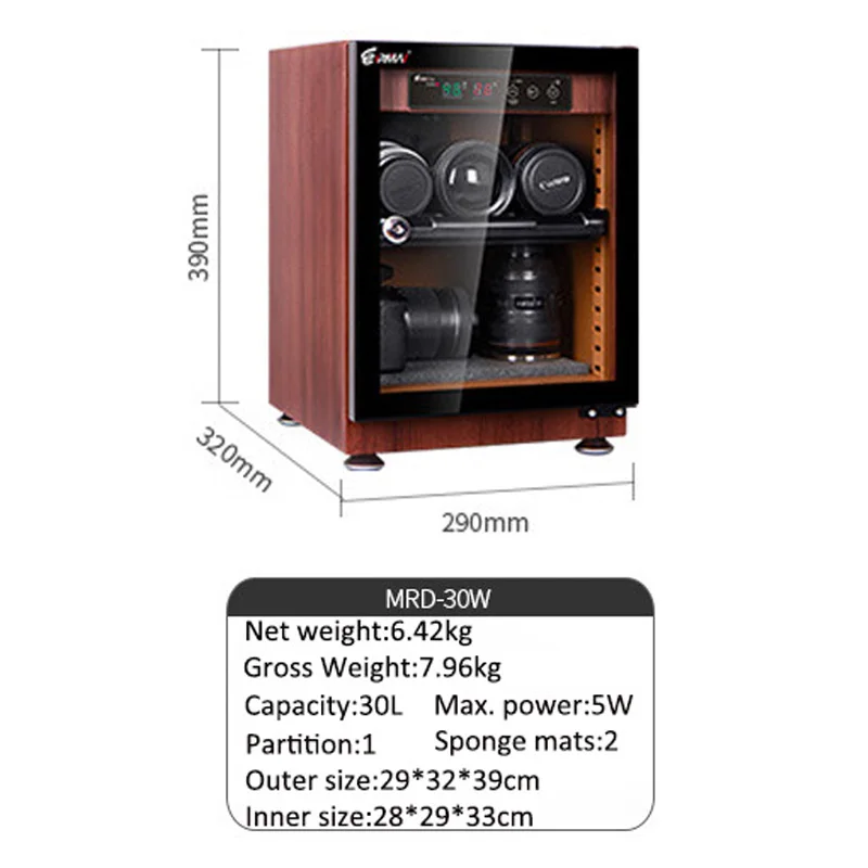 MRD-30W Влагостойкий шкаф 20L-50L, многоразмерная большая емкость для объектива зеркальной камеры, полностью автоматический электронный шкаф с управлением - Цвет: MRD-30W