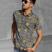 2021 Summer New Pattern Men's Polo Shirt Short Sleeve Button Color-blocking Clothes Luxury Men's Travel Top