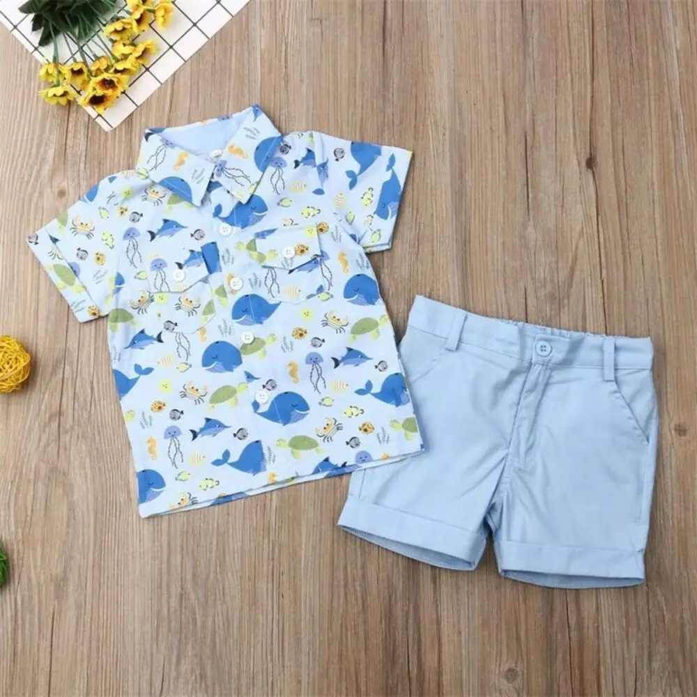 Детская футболка для маленьких мальчиков Топ+ короткие штаны комплект из 2 предметов летняя одежда