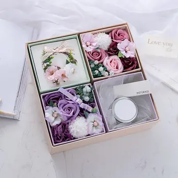 

Artificial Flower Aromatherapy-Candles With Scented Bath Rose-Soap Gift Box For Birthday Valentine's Day Gifts