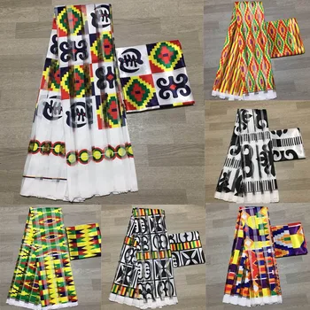 

New African silk wax fabric Digital printing satin wax fabric for dress African wax silk fabric with chiffon set for party dress
