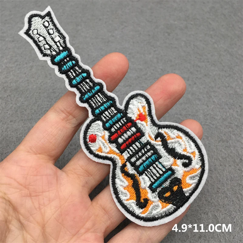 Rock Music Disco DJ Embroidered Punk Iron-On Clothing Patches - Headset & Guitar Design Appliques