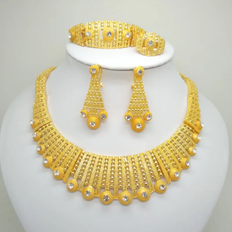 Dubai gold jewelry sets for women big Necklace african beads jewelry set Women Italian Bridal Jewelry Sets Wedding Accessories
