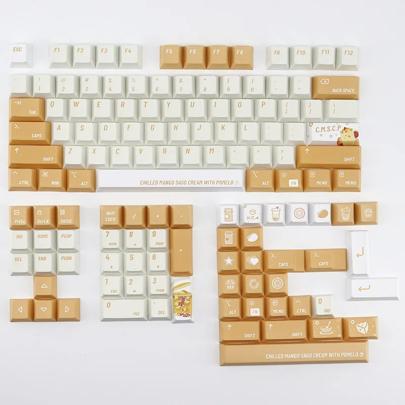 Gmk Yangzhi Ganlu Refrigerado Manga Sago Creme Pomelo Tema Keycap Pbt Tintura Sublimação Teclado Mecânico Chave Boné Perfil Cereja - Imagem 5