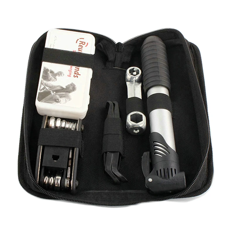 

Bicycle Tool Bag Multi-function Folding Tire Repair Kits Multifunctional Kit Set With Pouch Pump for Bike Bicycle